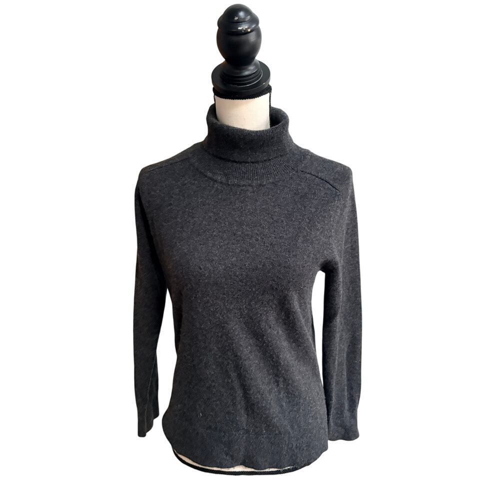 Quince Women's 100% Mongolian Cashmere Turtleneck Sweater Charcoal Gray S